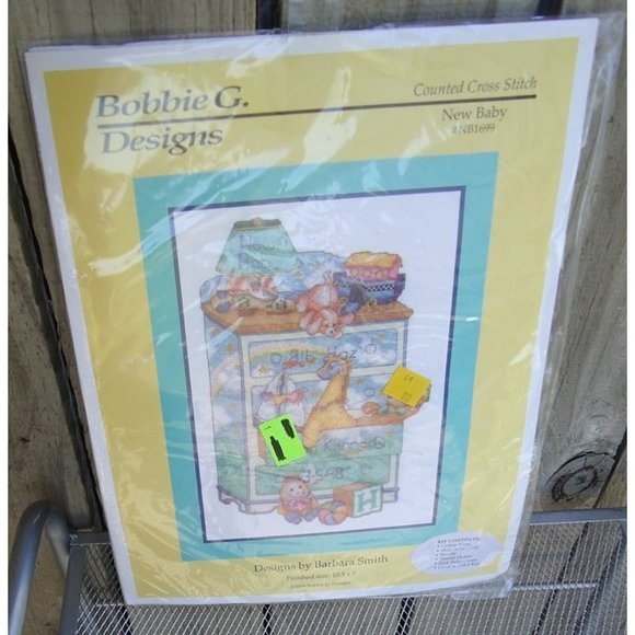 NIP Vintage 1999 Bobbie G Designs New Baby Counted Cross Stitch Kit NB1699 - Picture 1 of 5